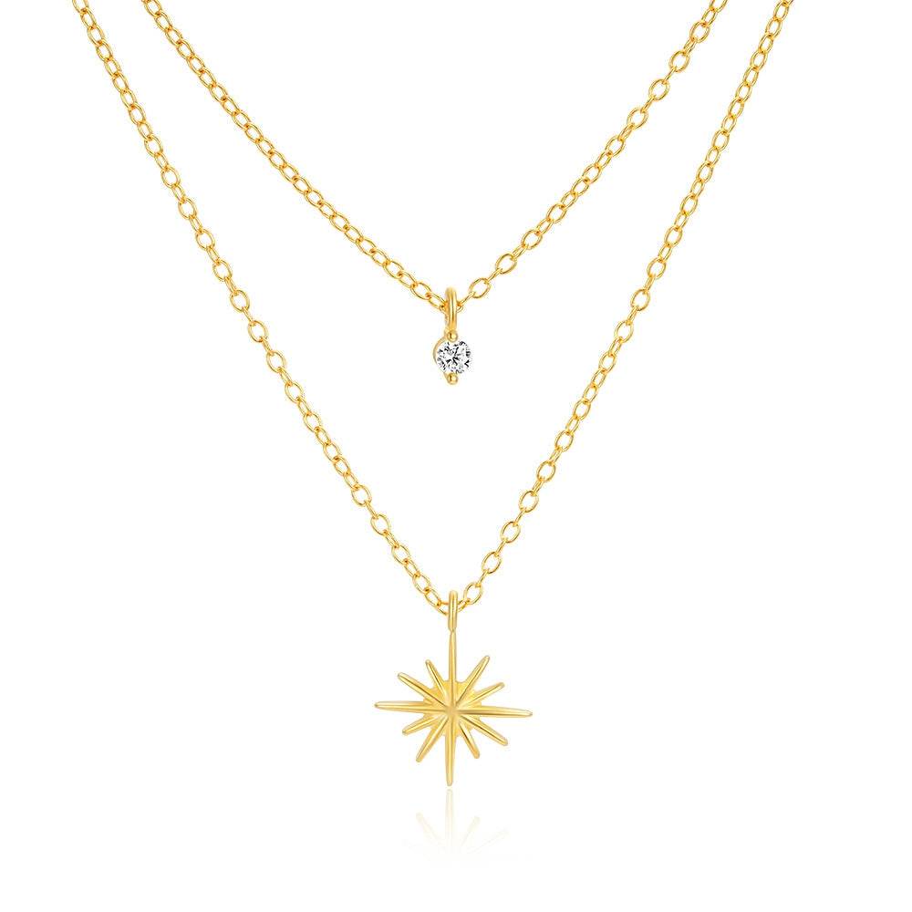 S925 sterling silver double-layer niche design star zircon collarbone chain - MOWTE