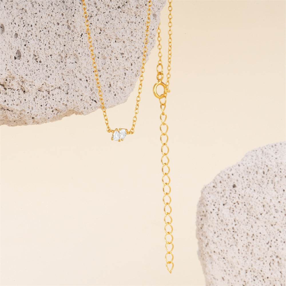 S925 sterling silver water droplet collarbone chain cluster inlaid with diamonds necklace for women - MOWTE