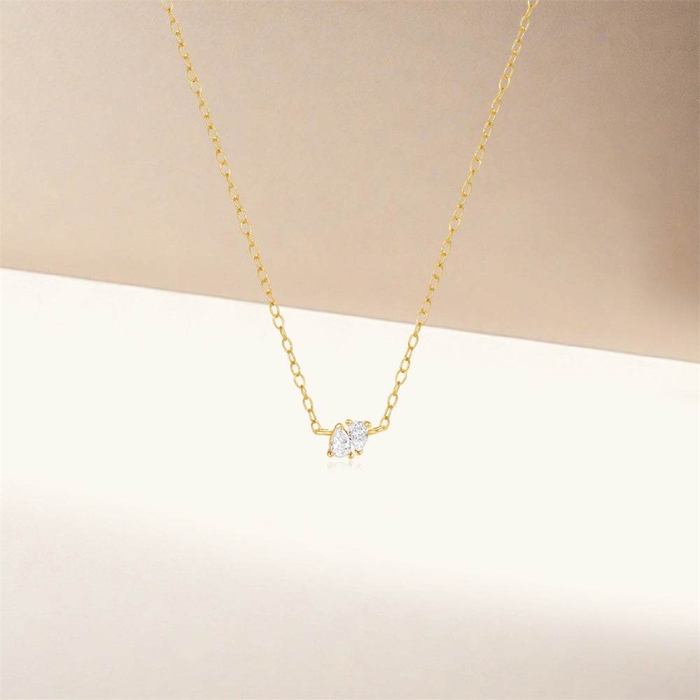 S925 sterling silver water droplet collarbone chain cluster inlaid with diamonds necklace for women - MOWTE