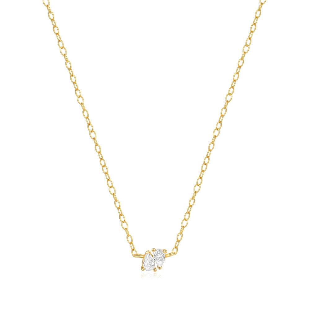 S925 sterling silver water droplet collarbone chain cluster inlaid with diamonds necklace for women - MOWTE