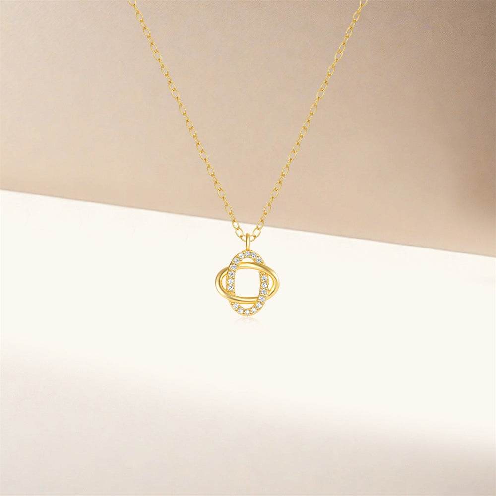 925 sterling silver diamond encrusted exquisite geometric oval collarbone chain - MOWTE