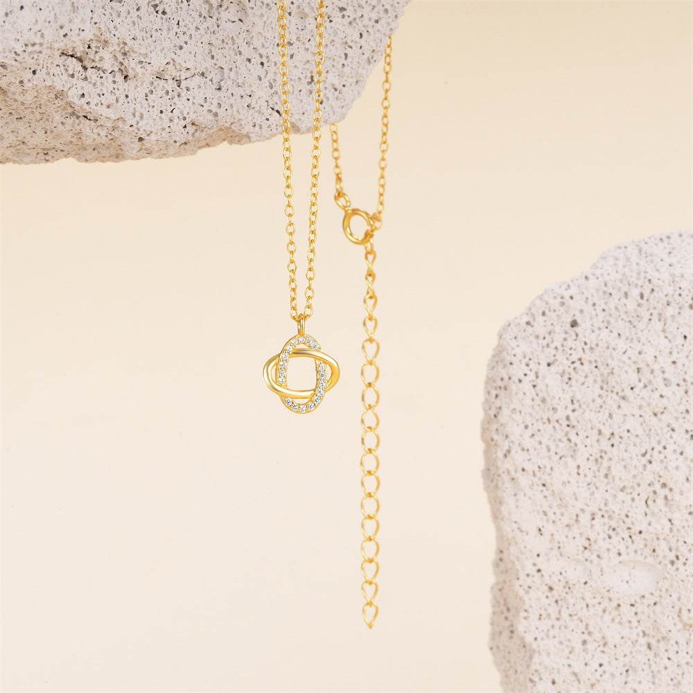 925 sterling silver diamond encrusted exquisite geometric oval collarbone chain - MOWTE