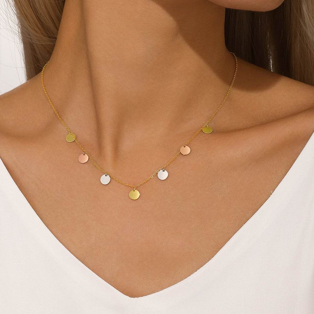 S925 sterling silver sparkling round collarbone chain - MOWTE