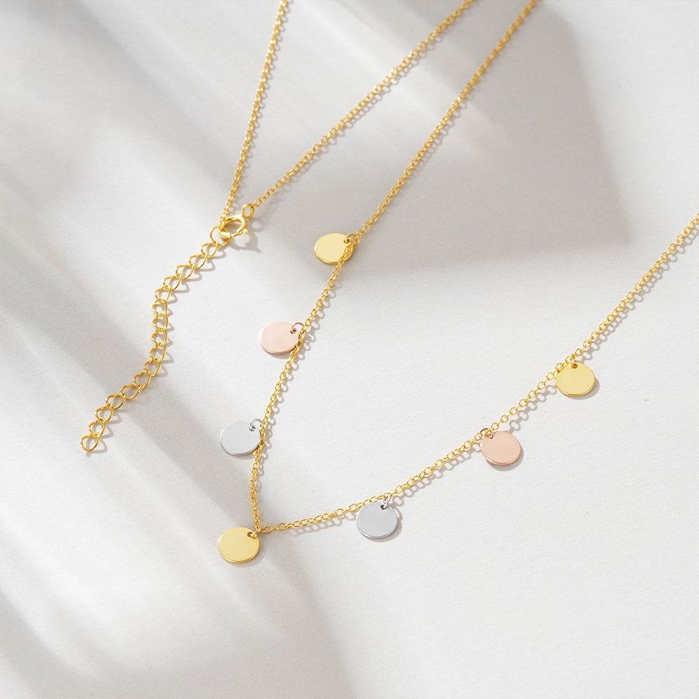 S925 sterling silver sparkling round collarbone chain - MOWTE