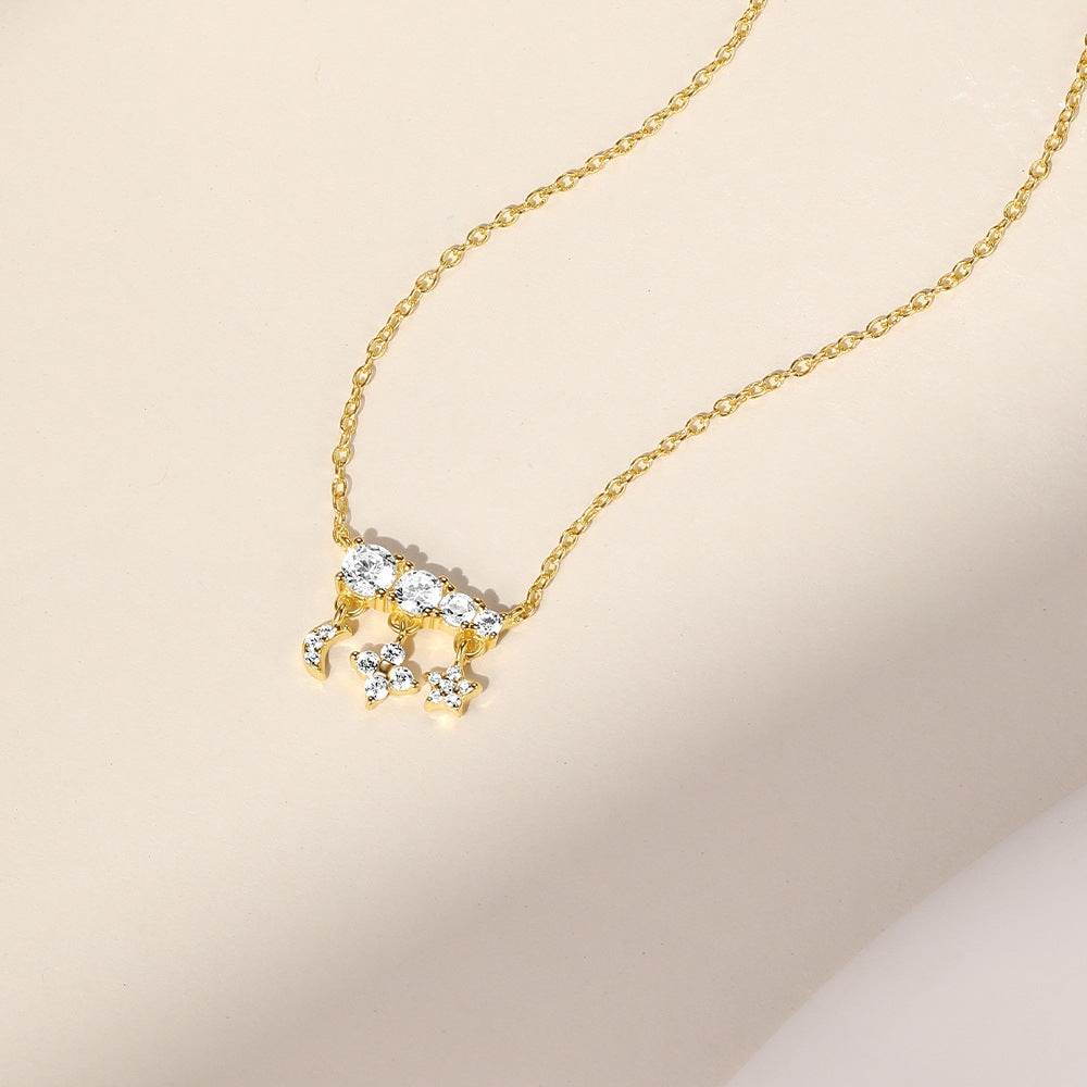 S925 pure silver exquisite moon star high-end design clavicle chain - MOWTE