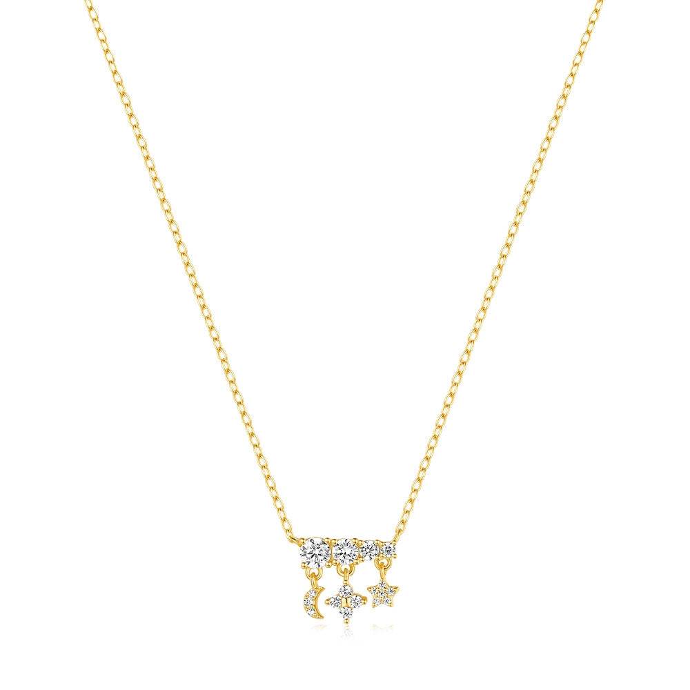 S925 pure silver exquisite moon star high-end design clavicle chain - MOWTE