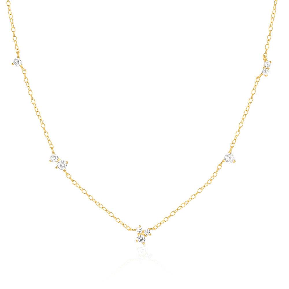 S925 pure silver geometric diamond collarbone necklace - MOWTE