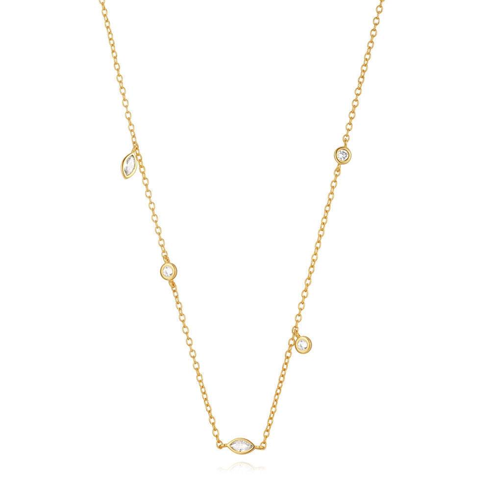S925 pure silver women's layered gold-plated zircon necklace - MOWTE