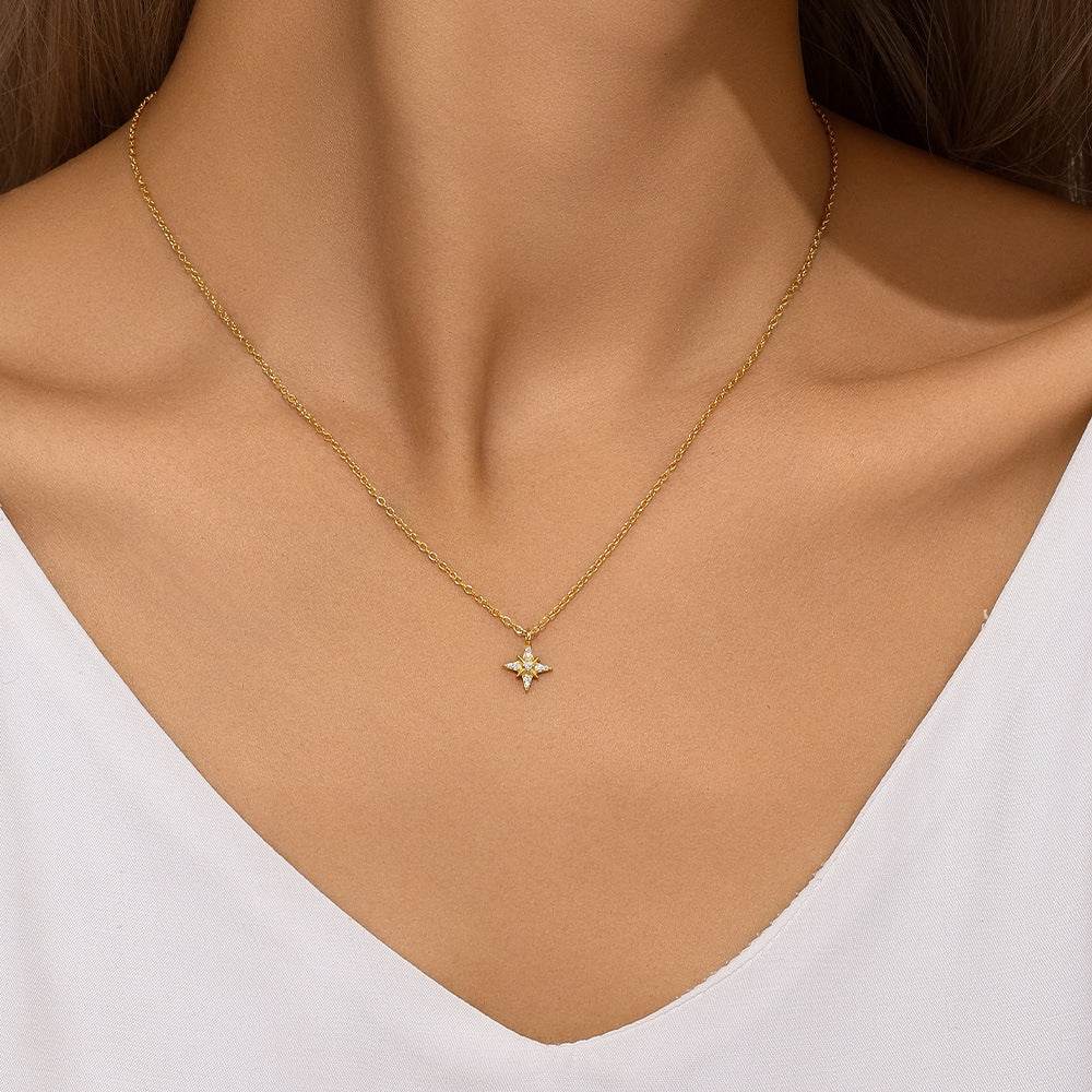S925 sterling silver star diamond collarbone chain - MOWTE