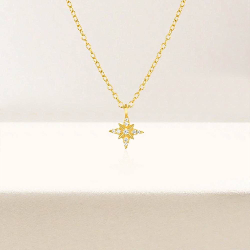 S925 sterling silver star diamond collarbone chain - MOWTE