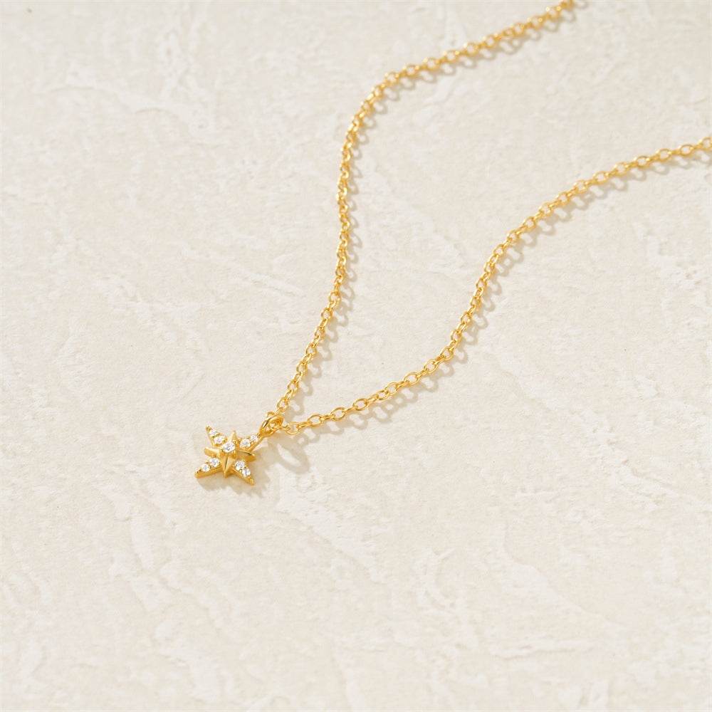 S925 sterling silver star diamond collarbone chain - MOWTE