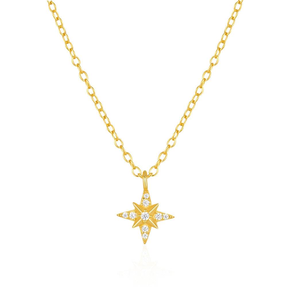 S925 sterling silver star diamond collarbone chain - MOWTE