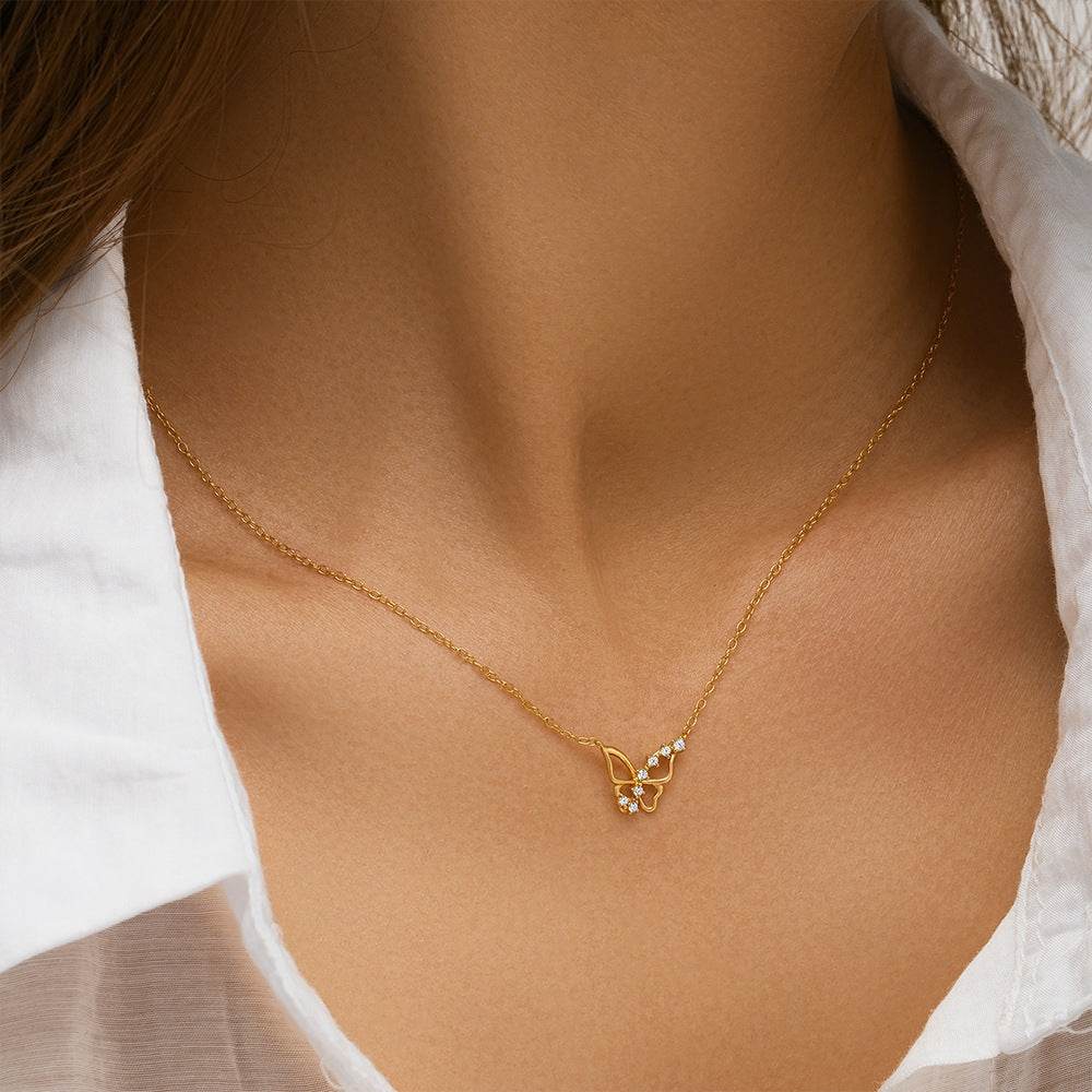 S925 pure silver high-end butterfly collarbone chain - MOWTE