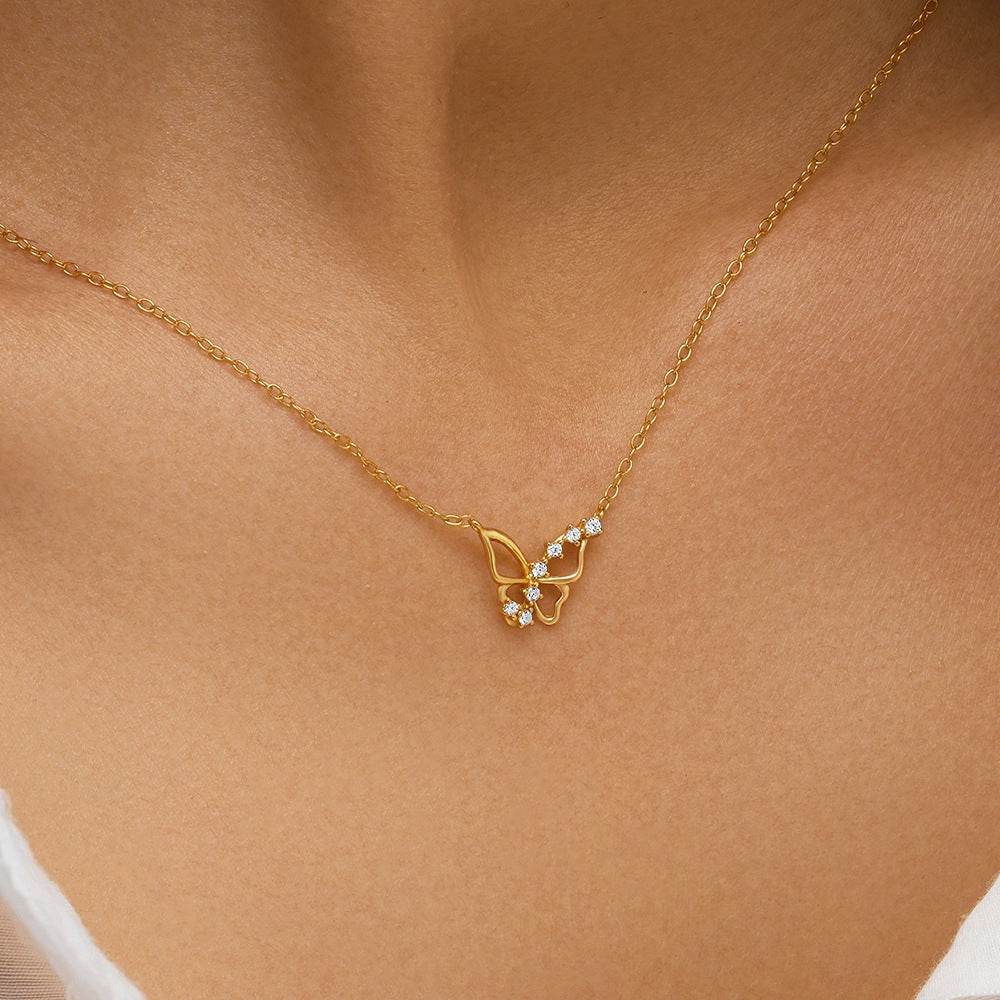 S925 pure silver high-end butterfly collarbone chain - MOWTE