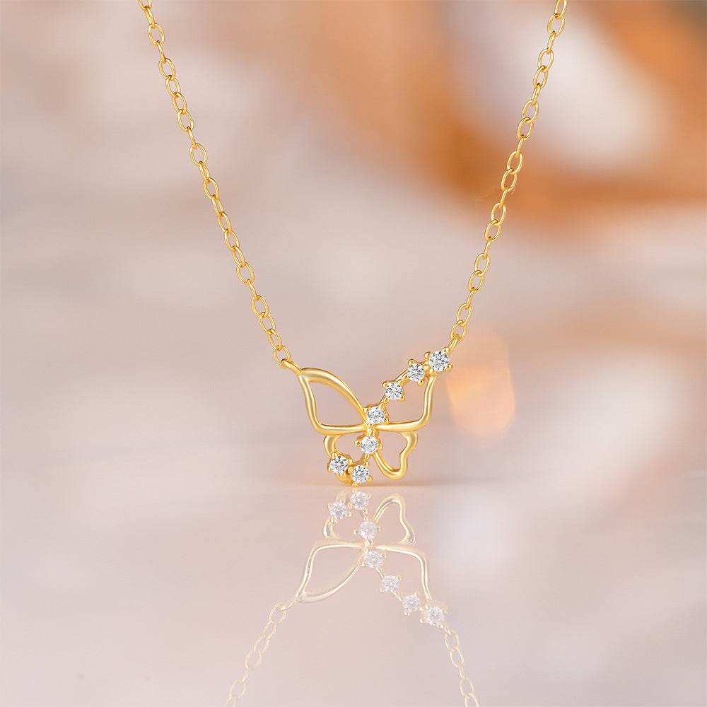 S925 pure silver high-end butterfly collarbone chain - MOWTE