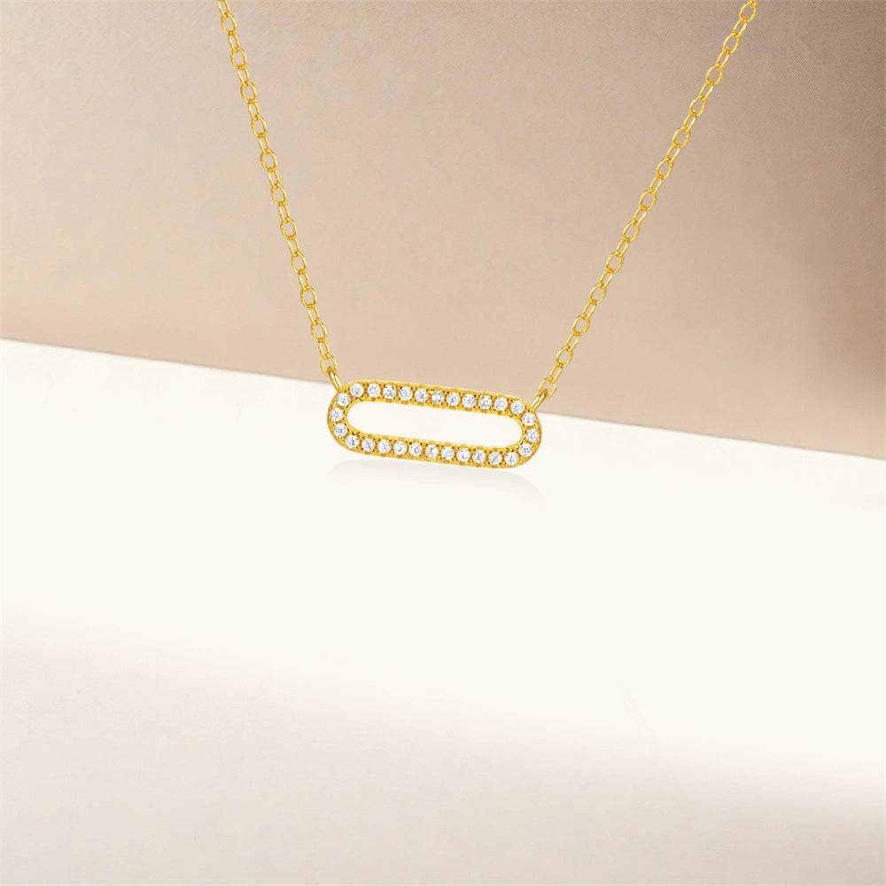 925 sterling silver square nail diamond collarbone chain - MOWTE