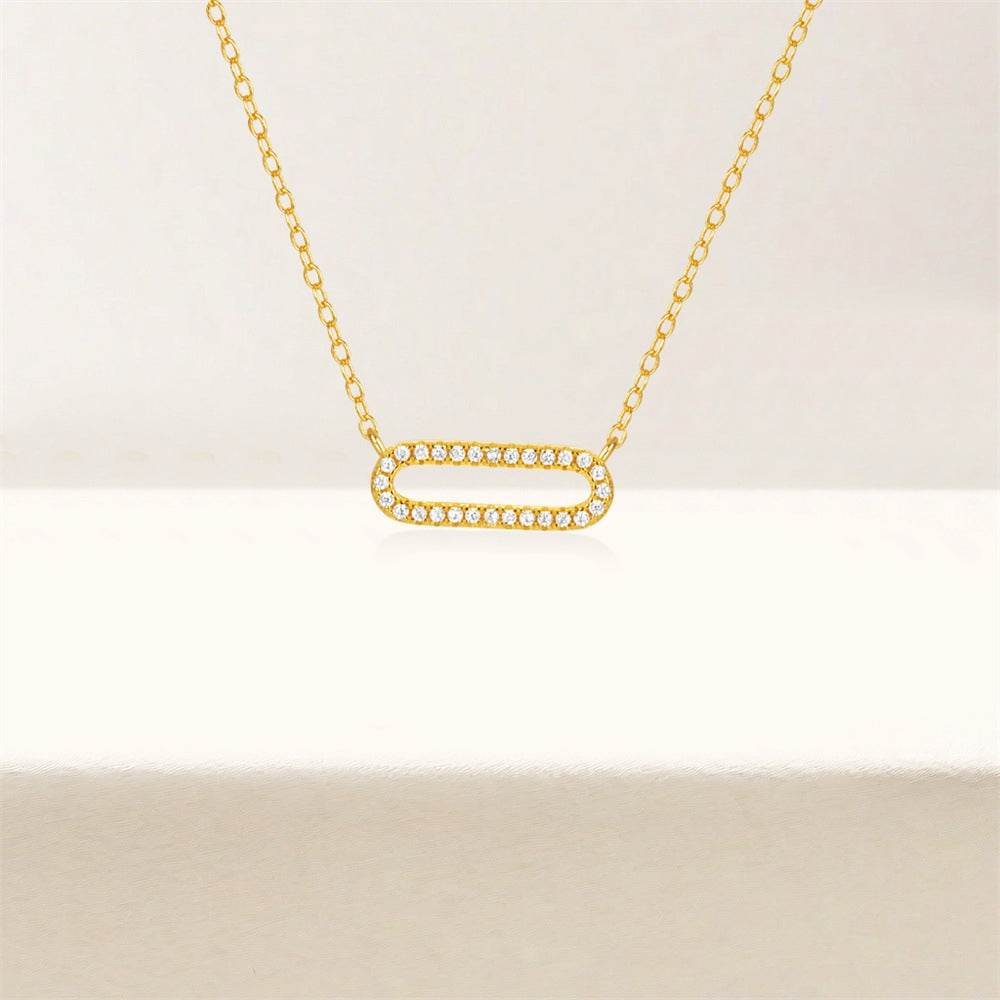 925 sterling silver square nail diamond collarbone chain - MOWTE