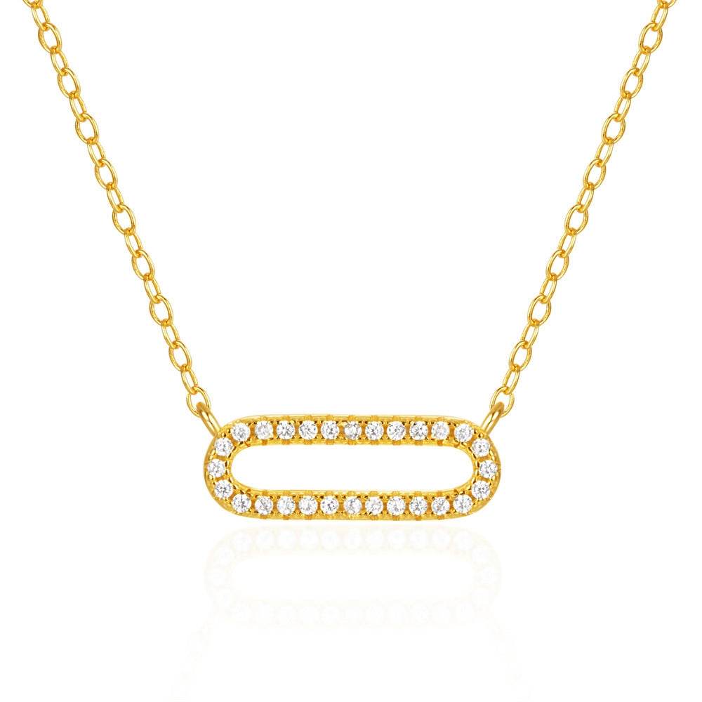 925 sterling silver square nail diamond collarbone chain - MOWTE