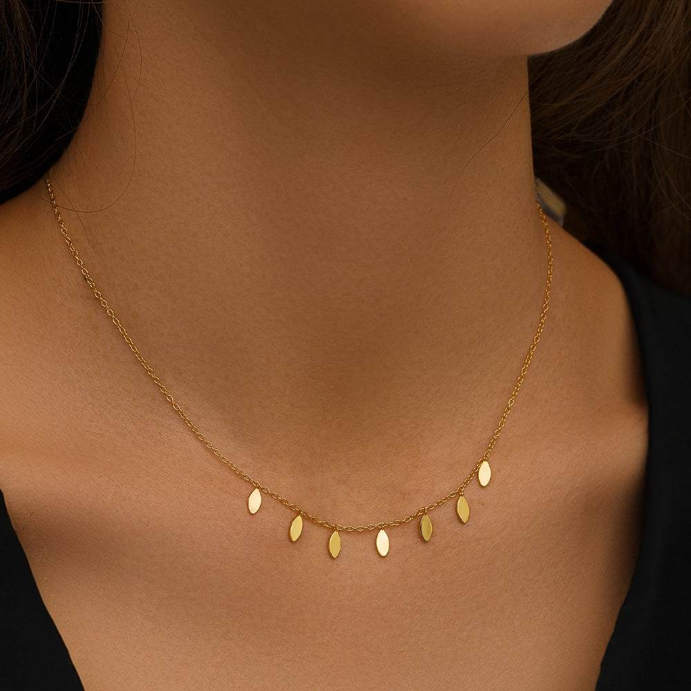 S925 sterling silver round plate layered for daily wear women's collarbone necklace - MOWTE