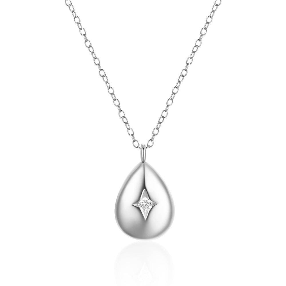 925 sterling silver water drop diamond women's collarbone necklace - MOWTE