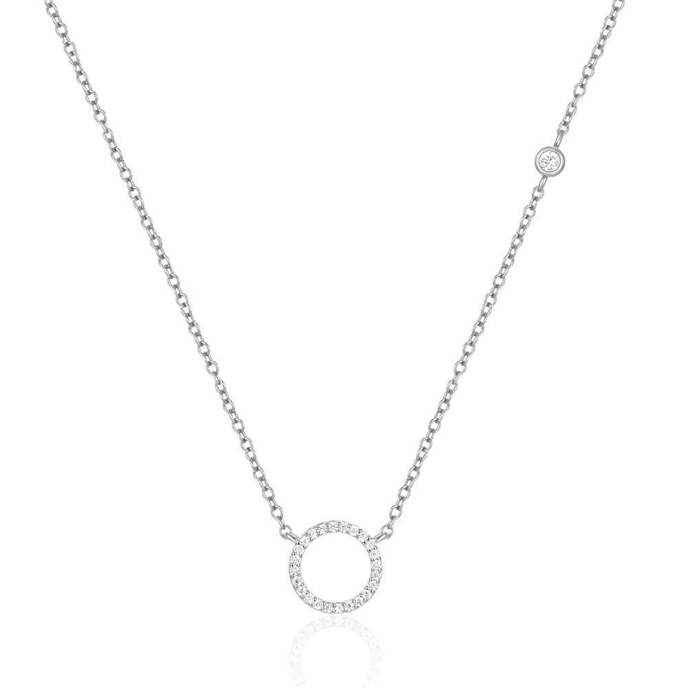 S925 sterling silver diamond set geometric circle women's collarbone chain - MOWTE