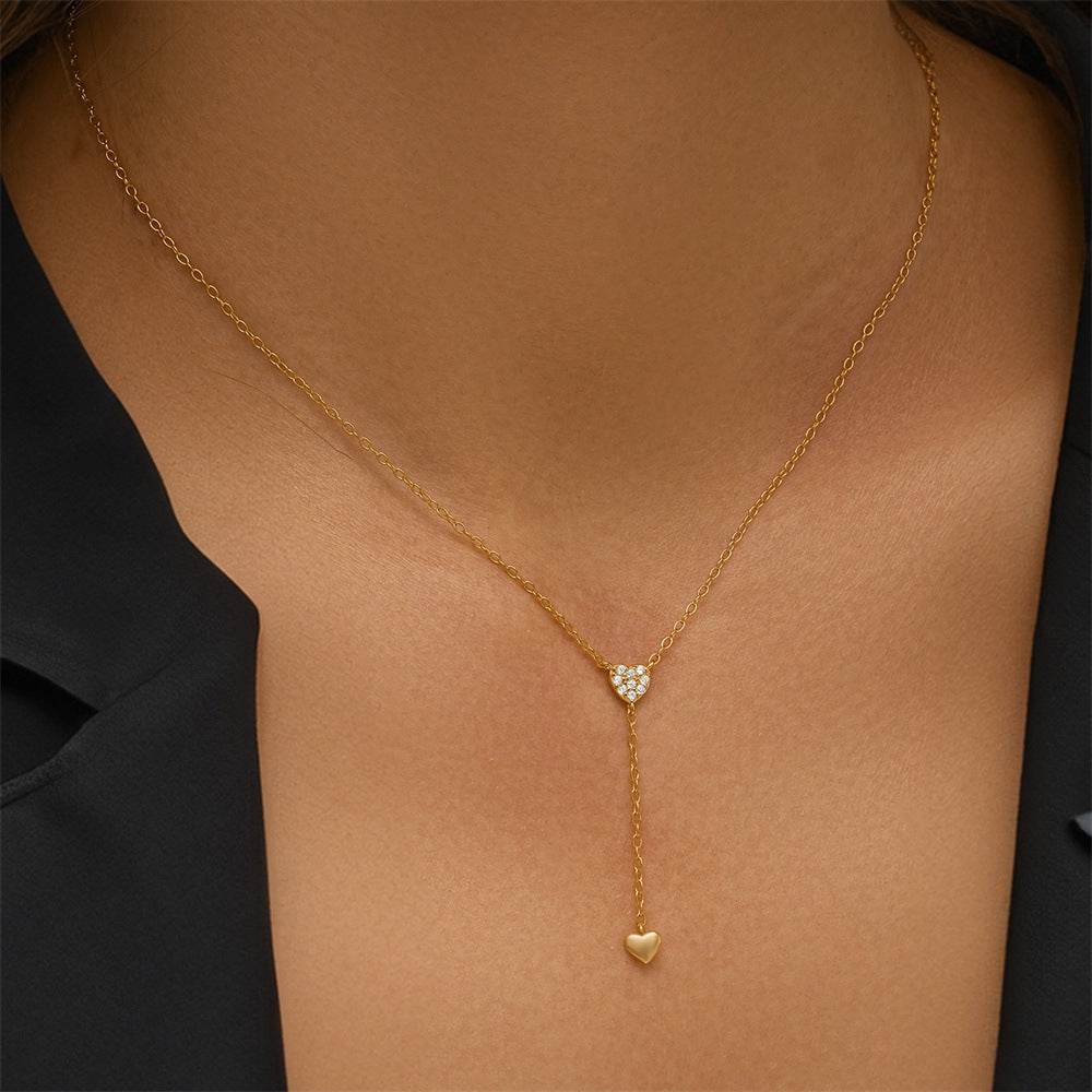 925 sterling silver tassel Y-shaped double core diamond necklace - MOWTE