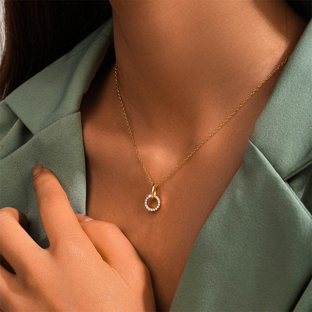 S925 pure silver light luxury interlocking micro zirconia chain - MOWTE