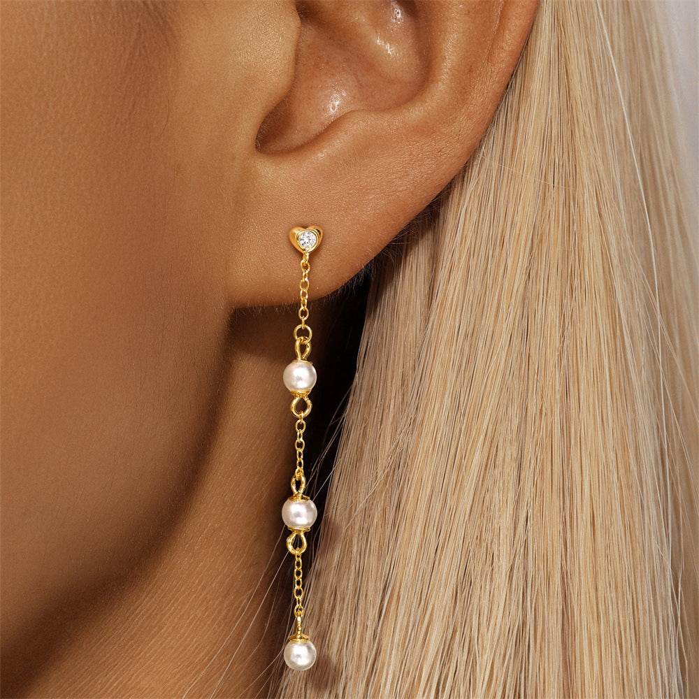 925 sterling silver diamond tassel earrings - MOWTE