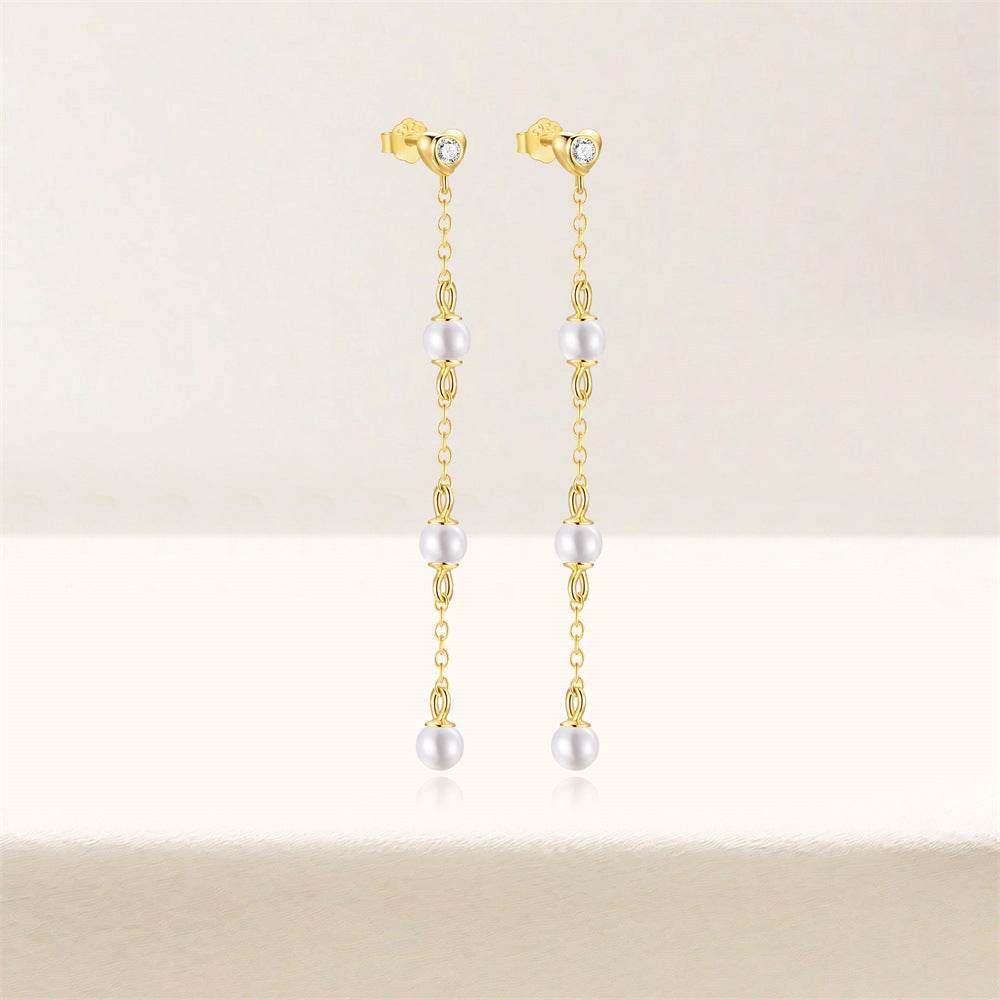 925 sterling silver diamond tassel earrings - MOWTE