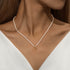 S925 sterling silver heart-shaped bow pearl layered collarbone chain - MOWTE