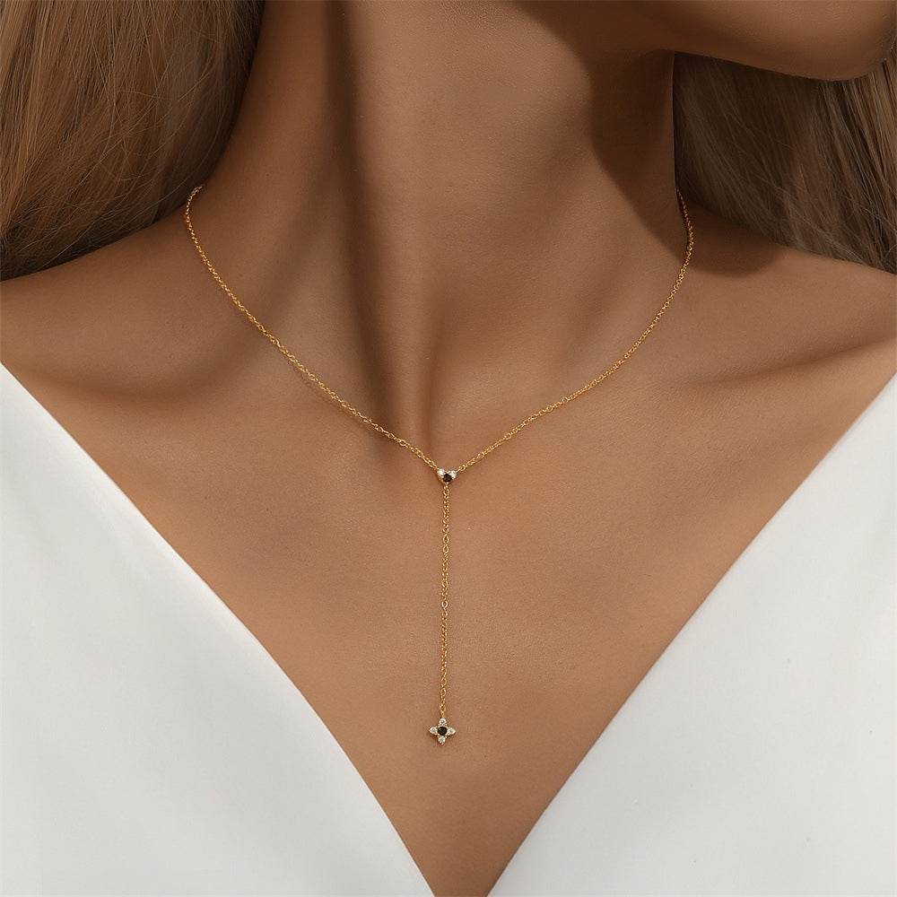 S925 sterling silver Y-shaped diamond daily versatile collarbone chain - MOWTE