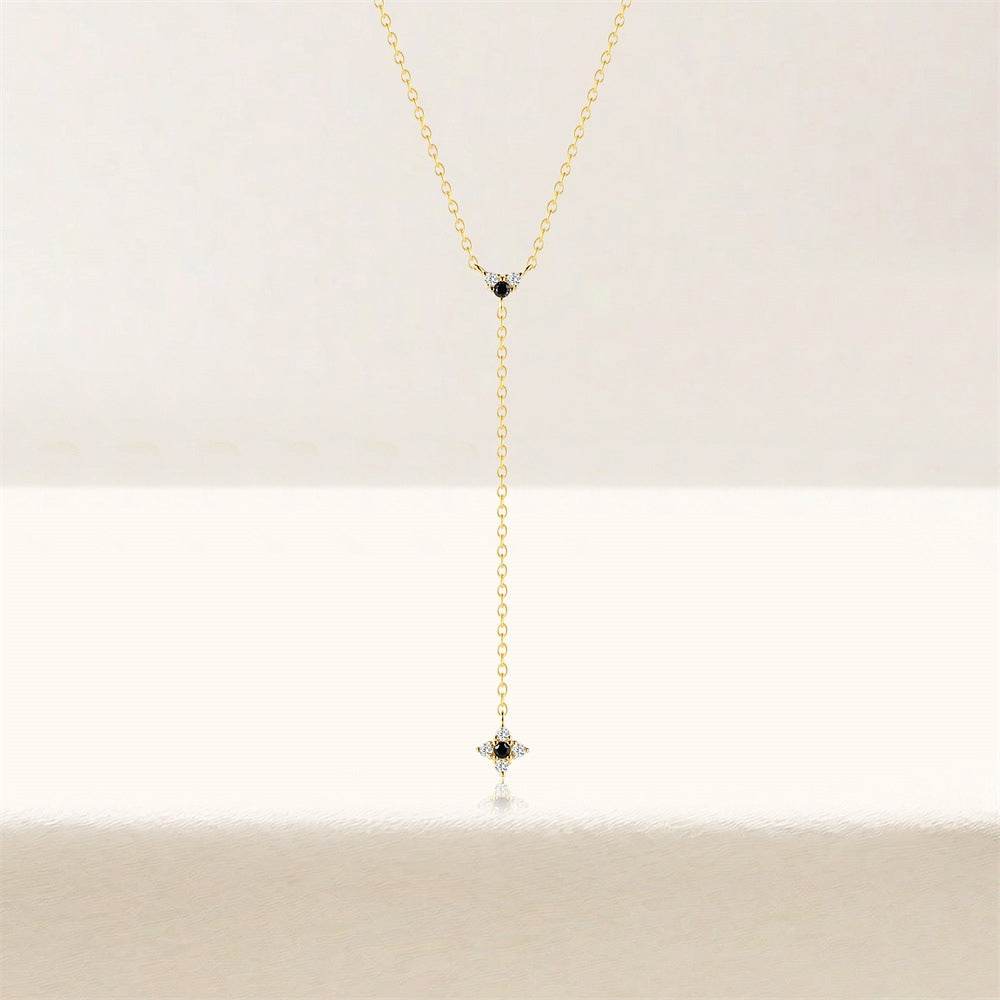 S925 sterling silver Y-shaped diamond daily versatile collarbone chain - MOWTE