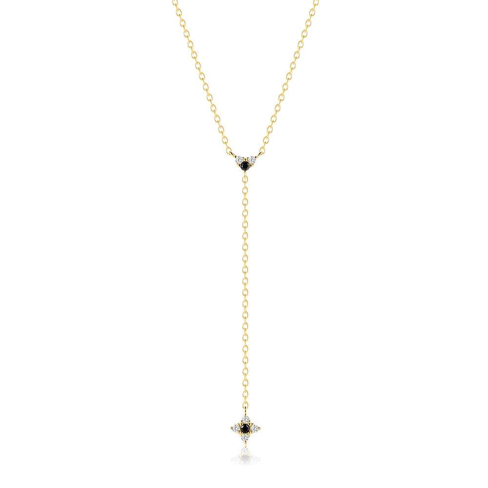 S925 sterling silver Y-shaped diamond daily versatile collarbone chain - MOWTE