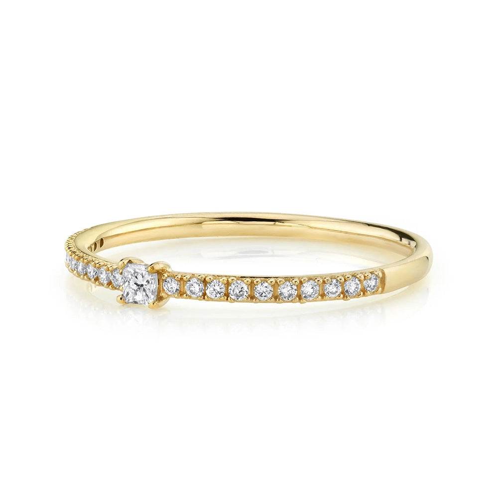 S925 pure silver single row diamond ins women's wedding ring - MOWTE