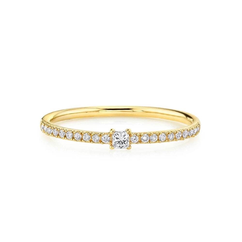S925 pure silver single row diamond ins women's wedding ring - MOWTE