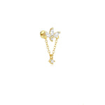 S925 pure silver personalized geometric diamond inlaid cartilage puncture internal thread daily matching ear bone nail - MOWTE