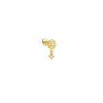S925 pure silver personalized geometric diamond inlaid cartilage puncture internal thread daily matching ear bone nail - MOWTE