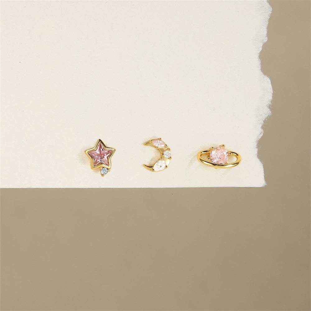 S925 Pure Silver Starry Sky Series Color Diamond Earring Set - MOWTE