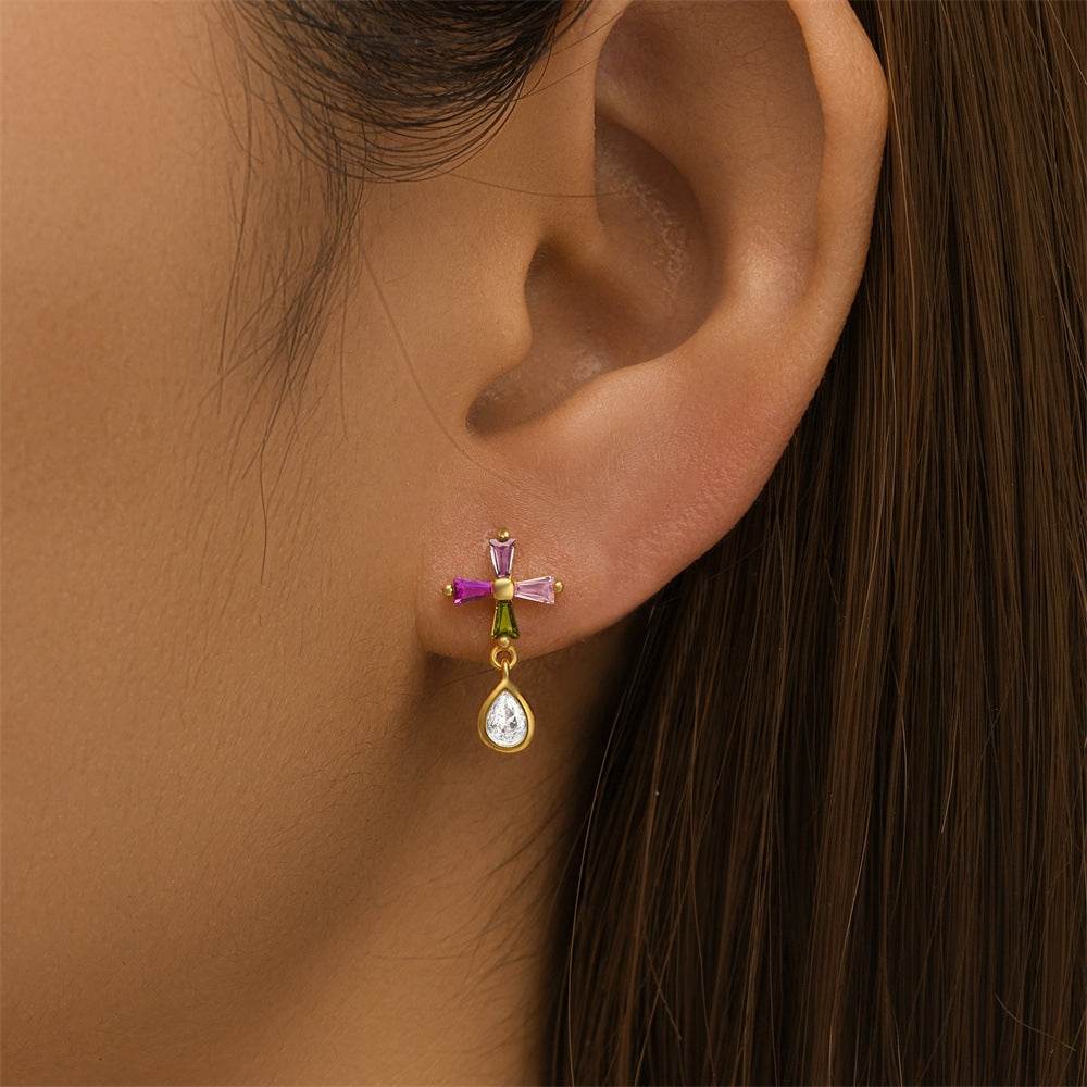 925 sterling silver diamond flower earrings - MOWTE