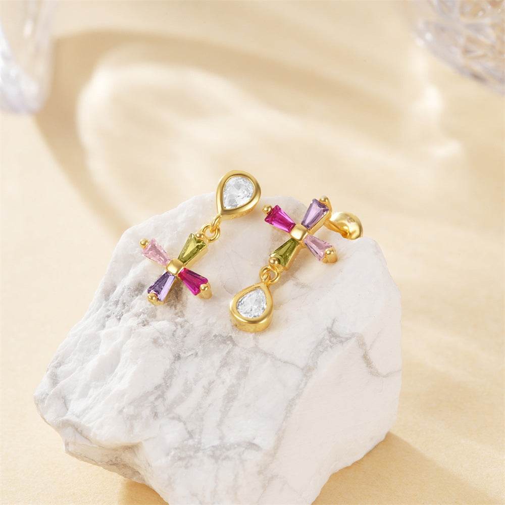 925 sterling silver diamond flower earrings - MOWTE