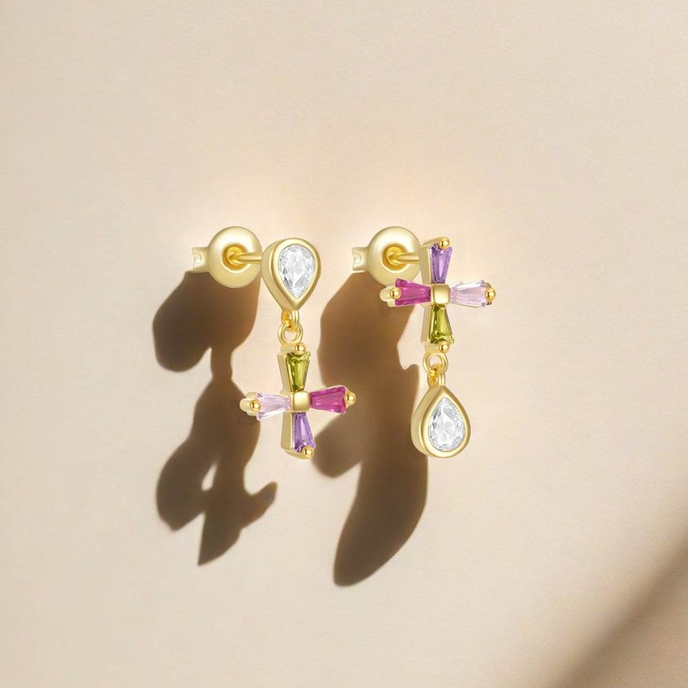 925 sterling silver diamond flower earrings - MOWTE