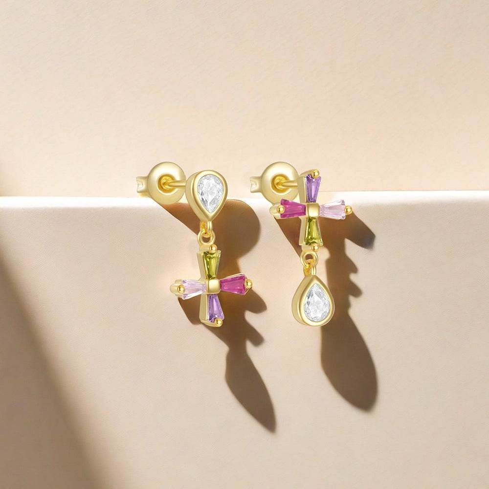 925 sterling silver diamond flower earrings - MOWTE