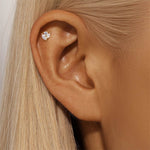 S925 pure silver geometric zircon splicing flower shaped earrings - MOWTE