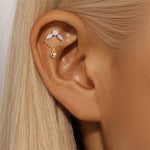 S925 pure silver geometric zircon splicing flower shaped earrings - MOWTE
