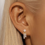 S925 pure silver geometric zircon splicing flower shaped earrings - MOWTE