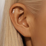 S925 pure silver geometric zircon splicing flower shaped earrings - MOWTE