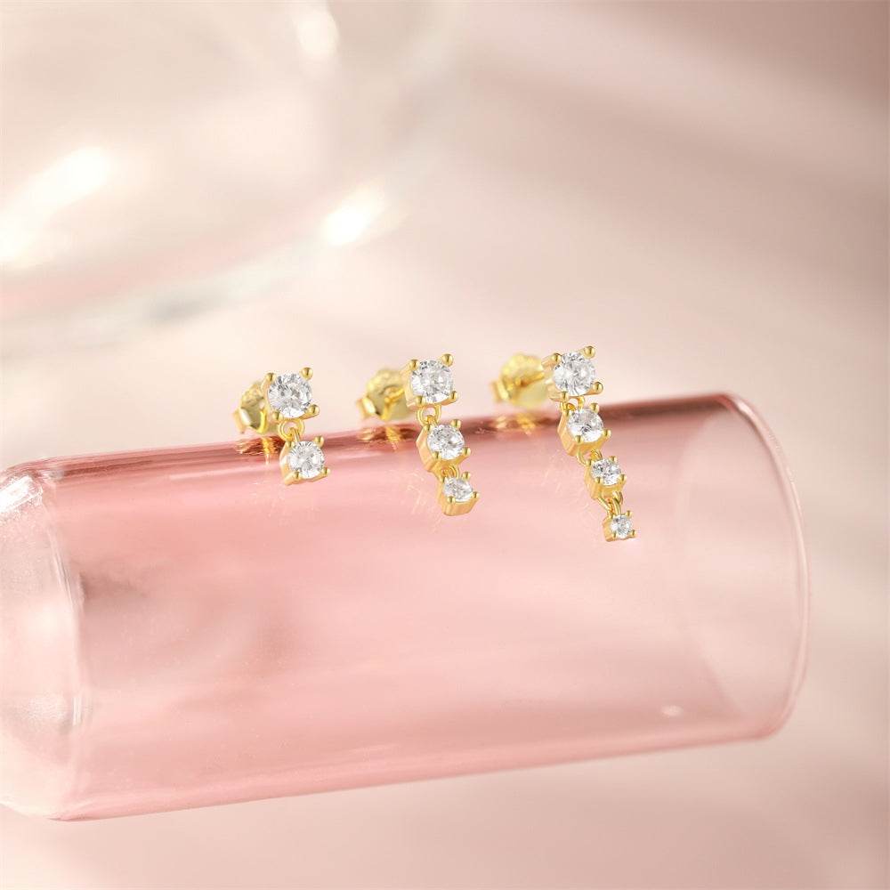 Zircon Three Piece S925 Women's Ear Studs Set - MOWTE