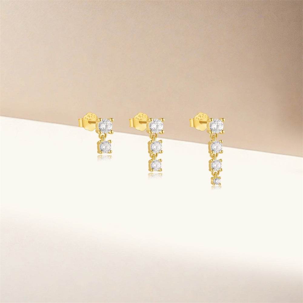 Zircon Three Piece S925 Women's Ear Studs Set - MOWTE