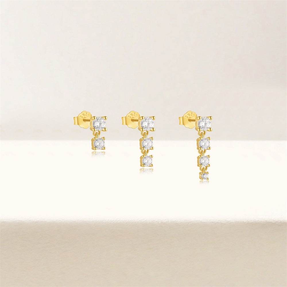 Zircon Three Piece S925 Women's Ear Studs Set - MOWTE