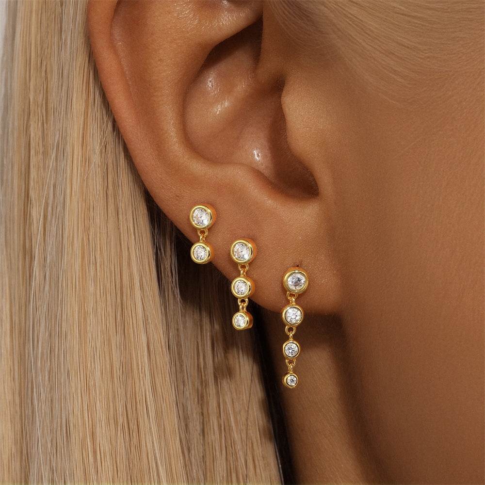 Zircon Three Piece S925 Women's Ear Studs Set - MOWTE